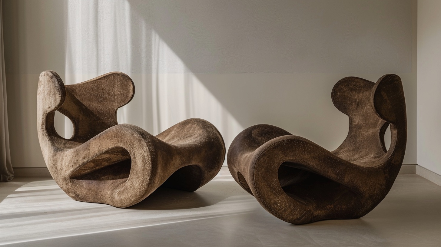 Designer brown chairs representing physical products